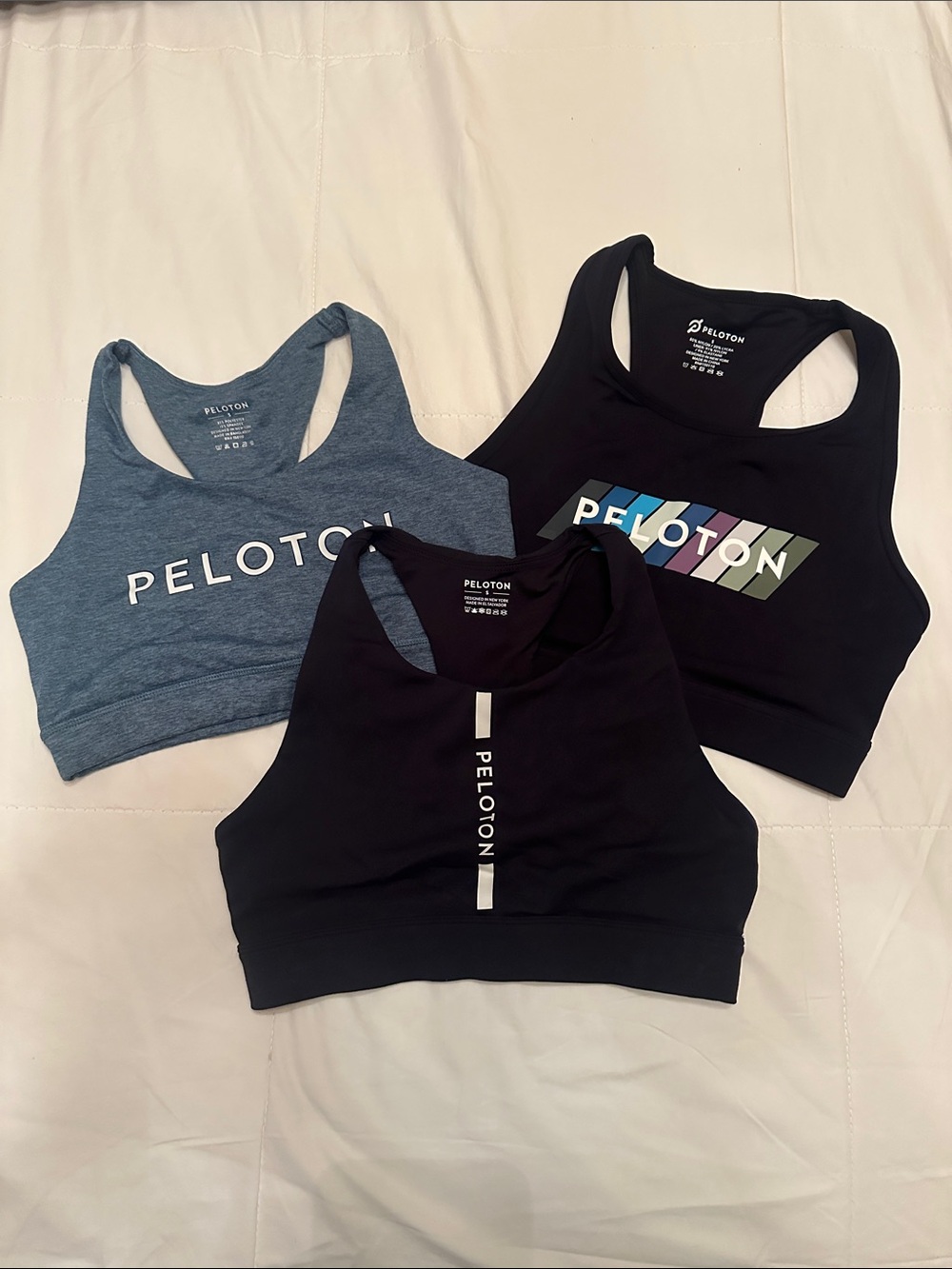 Peloton Racerback Sports Bras - Black & Heather Blue
